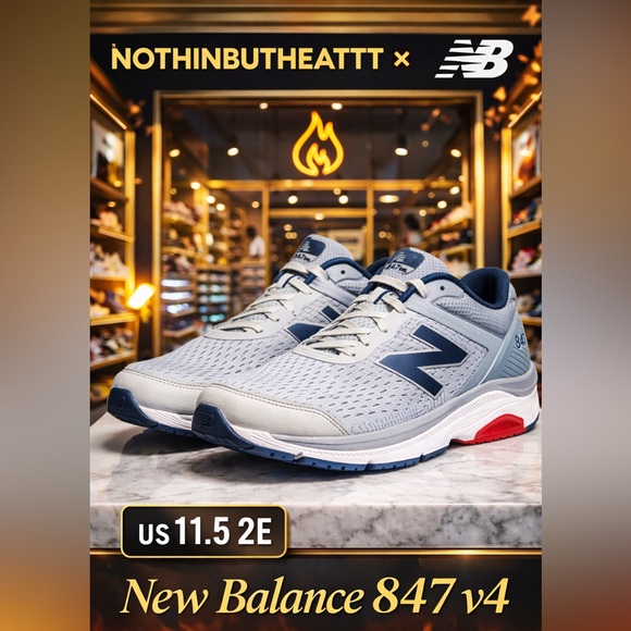 New Balance Other - New Balance 847 v4 Walking Shoes Men’s 11.5 2E Wide Gray Navy Red  Stability